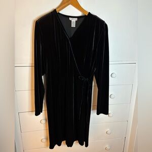 Talbots Black Velvet Wrap Dress